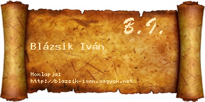 Blázsik Iván névjegykártya